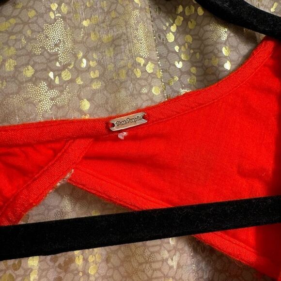 Free People Sweet Tennessee Red Tan Embroidered Long Sleeve Dress - Picture 5 of 9